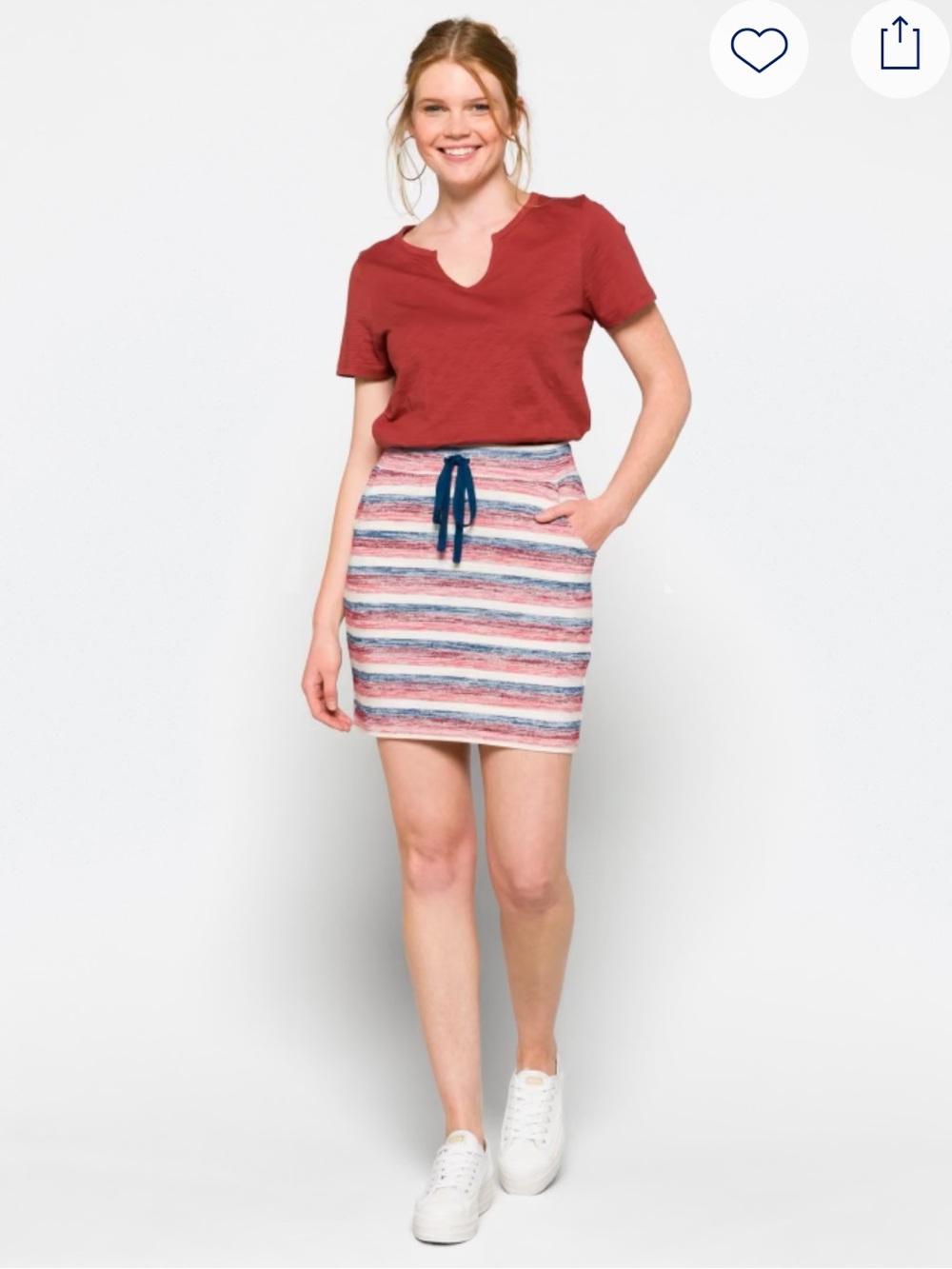 Market & Spruce Striped Knit Mini Skirt in Red, Blue, White